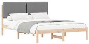 vidaXL Σκελετός Κρεβατιού με Επενδεδυμένο Κεφαλάρι Ανοιχτό γκρι