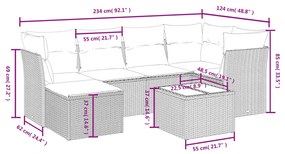 vidaXL Σαλόνι Κήπου Σετ 7 Τεμαχίων Γκρι Συνθετικό Ρατάν με Μαξιλάρια