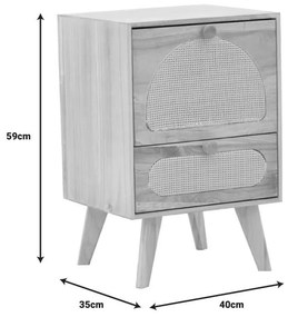 Κομοδίνο Finian ξύλο σε φυσική απόχρωση 40x35x59εκ