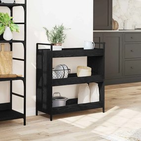 vidaXL Καρότσι Κουζίνας Μαύρη δρυς 70 x 30 x 82 εκ Επεξεργασμένο ξύλο