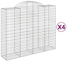 vidaXL Συρματοκιβώτια Τοξωτά 4 τεμ. 200x50x160/180 εκ. Γαλβαν. Ατσάλι