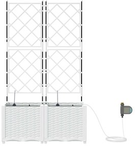 vidaXL Ζαρντινιέρες κήπου Λευκό 80 x 40 x 142 cm Ατσάλι