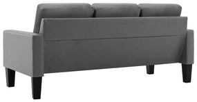 vidaXL Καναπές Τριθέσιος Γκρι από Συνθετικό Δέρμα