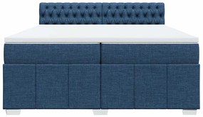 vidaXL Κρεβάτι Boxspring με Στρώμα Μπλε 200x200 εκ. Υφασμάτινο