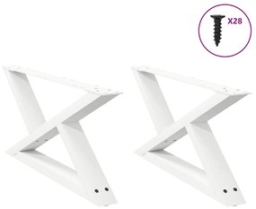 Πόδια Τραπεζιού Σαλονιού 2 τεμ. Λευκά 70x(30-31,3) εκ. Ατσάλι