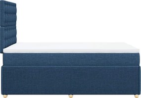 vidaXL Κρεβάτι Boxspring με Στρώμα Μπλε 120x190 εκ. Υφασμάτινο