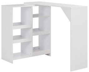 vidaXL Τραπέζι Μπαρ με Κινητό Ράφι Λευκό 138 x 39 x 110 εκ.