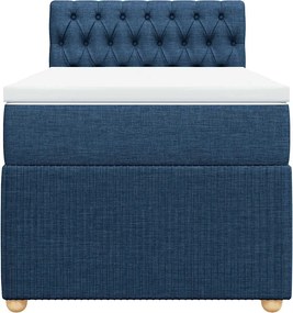 vidaXL Κρεβάτι Boxspring με Στρώμα Μπλε 90x200 εκ.Υφασμάτινο