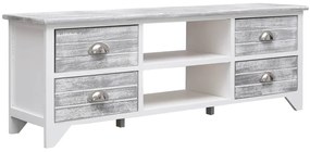 vidaXL Έπιπλο Τηλεόρασης Λευκό/Γκρι 108x30x40 εκ. Μασίφ Ξύλο Παυλώνιας