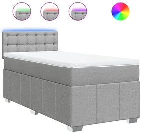 vidaXL Κρεβάτι Boxspring με Στρώμα Ανοιχτό Γκρι 100x200 εκ. Υφασμάτινο