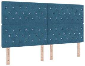 vidaXL Κρεβάτι με Στρώμα & LED  Σκούρο Μπλε 180x200 εκ. Βελούδο