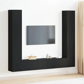 vidaXL Ντουλάπι TV 6 pcs Μαύρο 80 x 30 x 30 εκ Επεξεργασμένο ξύλο