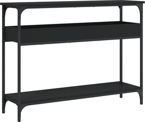 vidaXL Τραπέζι Κονσόλα με Ράφι Μαύρο 100x29x75 εκ. Επεξεργασμένο Ξύλο