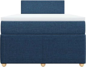 vidaXL Κρεβάτι Boxspring με Στρώμα Μπλε 120x200 εκ. Υφασμάτινο
