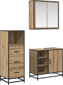 vidaXL Σετ Επίπλων Μπάνιου 3 pcs Artisan Oak Επεξεργασμένο ξύλο