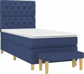 vidaXL Κρεβάτι Boxspring με Στρώμα Μπλε 80x200 εκ. Υφασμάτινο