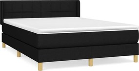 vidaXL Κρεβάτι Boxspring με Στρώμα Μαύρο 140x200 εκ. Υφασμάτινο