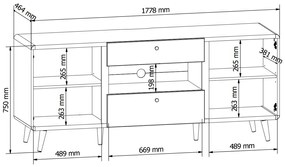 Τραπέζι Tv Boston EB104, Ελαφριά δρυς, Ματ άσπρο, 178x91x40cm, 67 kg | Epipla1.gr