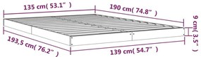 Σκελετός Κρεβατιού Μαύρος 135x190 εκ. Μασίφ Ξύλο Πεύκου Double - Μαύρο