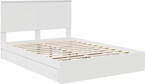 vidaXL Κρεβάτι Αποθήκης Λευκό 160 x 200 cm Επεξεργασμένο ξύλο