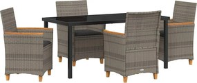 vidaXL Σέτ φαγητού για κήπο 5 pcs Γκρι συνθετικό ρατάν