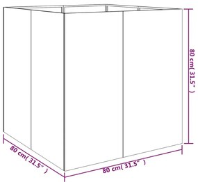 Ζαρντινιέρα 80 x 80 x 80 εκ. από Ατσάλι Σκληρυθέν στον Αέρα - Καφέ