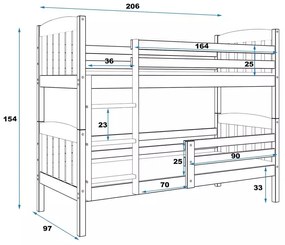 Κουκέτα  Dorian από μασίφ ξύλο Natural  90×200cm (Δώρο τα Στρώματα)