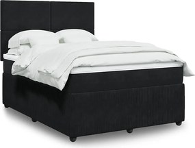 vidaXL Κρεβάτι Boxspring με Στρώμα Μαύρο 160x200 εκ. Βελούδινο