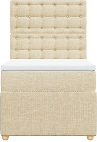 vidaXL Κρεβάτι Boxspring με Στρώμα Κρεμ 90x190 εκ.Υφασμάτινο