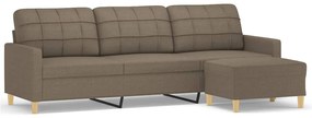 vidaXL Καναπές Τριθέσιος Taupe 180 εκ. Υφασμάτινος με Υποπόδιο