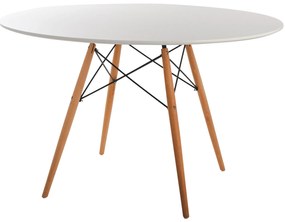 ΤΡΑΠΕΖΙ MINIMAL ΣΤΡΟΓΓΥΛΟ HM8454.01 MDF ΣΕ ΛΕΥΚΟ-ΠΟΔΙΑ ΟΞΙΑΣ ΣΕ ΦΥΣΙΚΟ Φ120Χ75Υεκ.