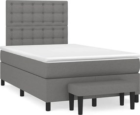 vidaXL Κρεβάτι Boxspring με Στρώμα Σκούρο Γκρι 120x190 εκ Υφασμάτινο