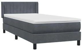 Box Spring Κρεβάτι με στρώμα Σκούρο γκρι 80x210 εκ. Βελούδινο - Γκρι