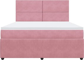 vidaXL Κρεβάτι Boxspring με Στρώμα Ροζ 180x200 εκ. Βελούδινο