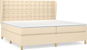 vidaXL Κρεβάτι Boxspring με Στρώμα Κρεμ 200x200 εκ. Υφασμάτινο