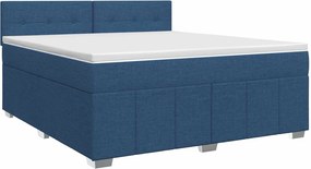 vidaXL Κρεβάτι box spring με στρώμα Μπλε 140 x 200 cm Ύφασμα