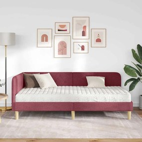 vidaXL Κρεβάτι Γωνίας Κόκκινο 100 x 200 cm ύφασμα