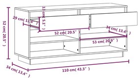 Παπουτσοθήκη Γκρί 110 x 34 x 52 εκ. από Μασίφ Ξύλο Πεύκου - Γκρι