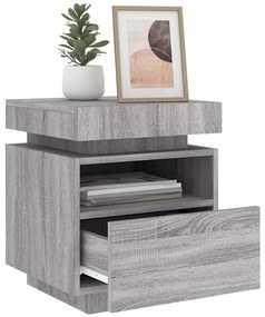 vidaXL Κομοδίνο με Φώτα LED Γκρι Sonoma 40 x 39 x 48,5 εκ.
