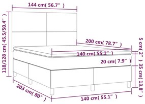 Κρεβάτι Boxspring με Στρώμα &amp; LED Σκ.Καφέ 140x200 εκ Υφασμάτινο - Καφέ