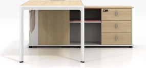 THESIS Γραφείο Αναστρέψιμη Γωνία, Απόχρωση Beech - Άσπρο