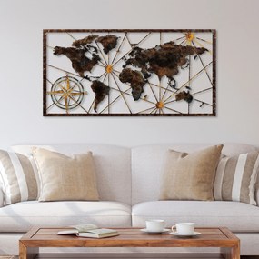 Decorative Metal Wall Accessory World Map Large - 1 Multicolor