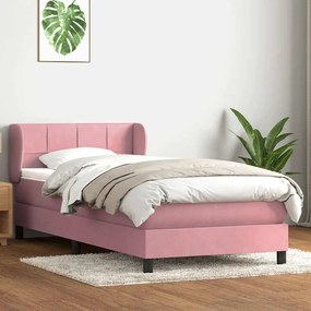 BOX SPRING ΚΡΕΒΑΤΙ ΜΕ ΣΤΡΩΜΑ ΡΟΖ 100X220 CM ΒΕΛΟΥΔΙΝΟ 3317564