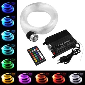 79614 GloboStar® 79614 Κιτ Οπτικής Ίνας Optical Fiber LED 16W AC 230V με 280 Τεμ Οπτικής Ίνας Πάχους 1mm x Μήκους 2M και Ασύρματο Χειριστήριο RGBW
