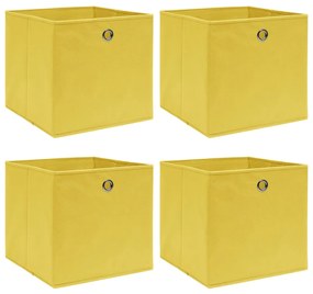 Κουτιά Αποθήκευσης 4 τεμ. Κίτρινα 32 x 32 x 32 εκ. Υφασμάτινα