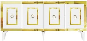 Μπουφές Karya 475OLV2745 150x79x40cm White-Gold Μοριοσανίδα, Μελαμίνη