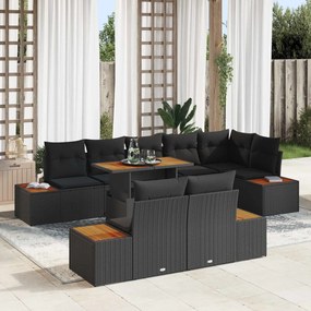 vidaXL Σετ Καναπέ Κήπου με αποθήκευση 9 pcs Μαύρο Πολυ ράταν