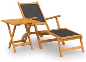 vidaXL Ξαπλώστρα Εξ. Χώρου με Τραπέζι Μασίφ Ξύλο Ακακίας &amp; Textilene