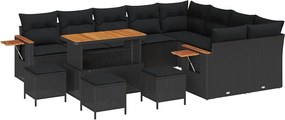 vidaXL Σετ Καναπέ Κήπου με μαξιλάρι 13 pcs Μαύρο