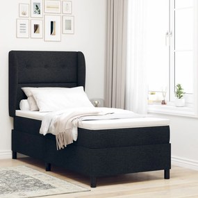 κρεβάτι με στρώμα vidaXL Box Spring Μαύρο 100x200 εκ. Ύφασμα